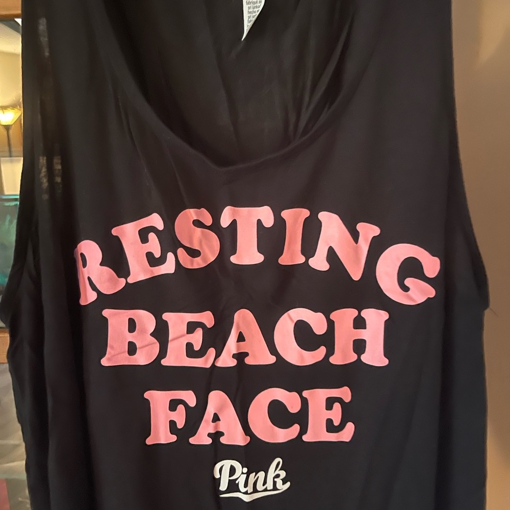 PINK resting beach face tank top - Picture 2 of 5